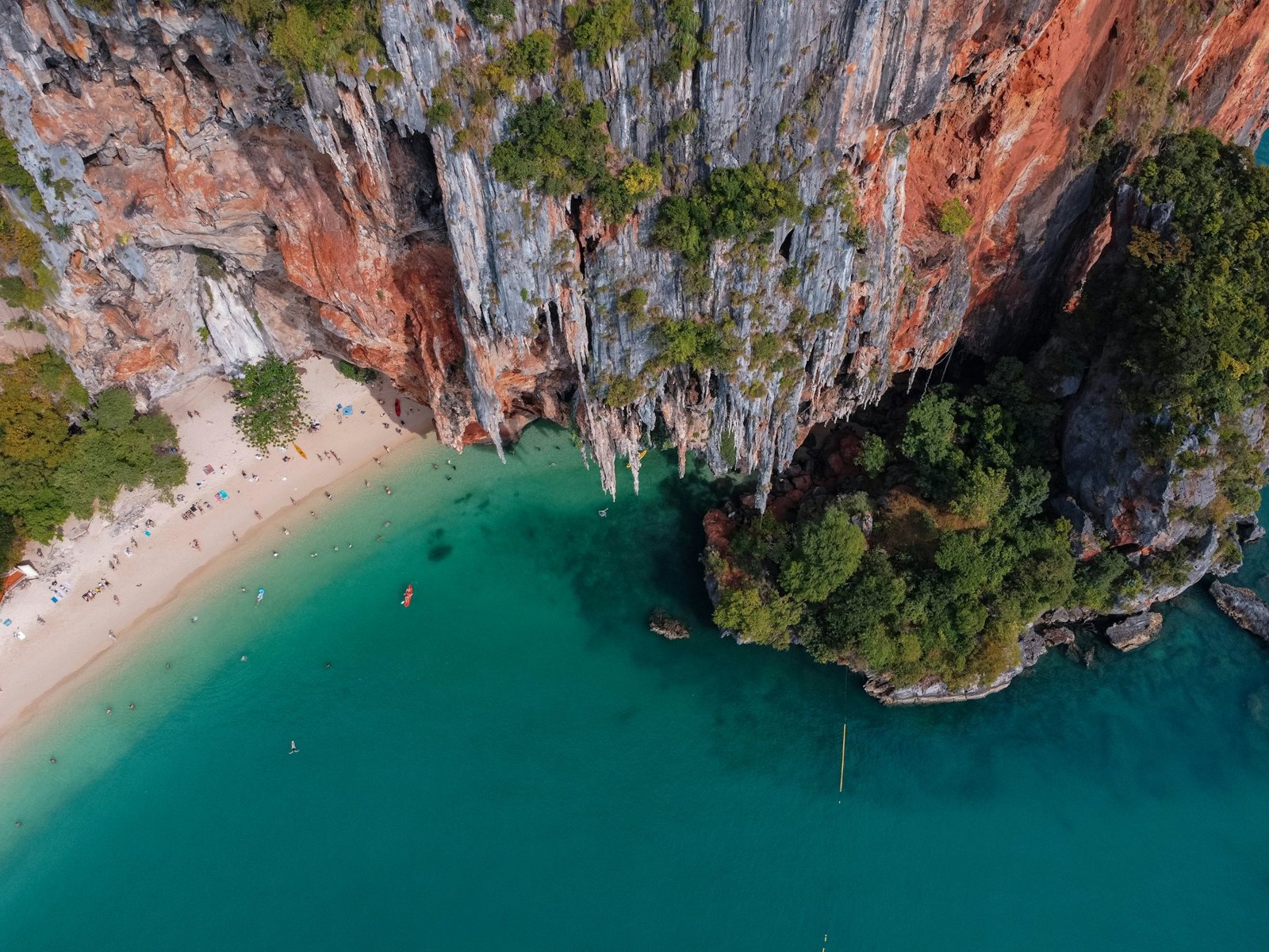 Turquoise sea and limestone cliffs at Railay Beach, Thailand